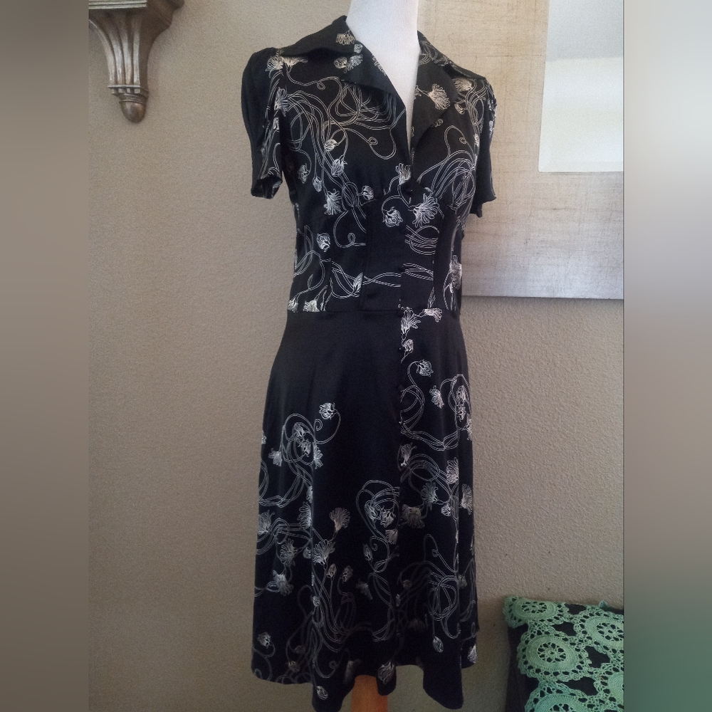 Bebe Silk Black and White Dress